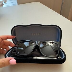 Gucci Glossy Black Sunglasses with Case